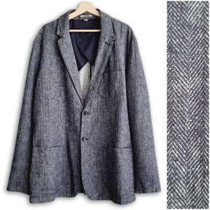 GOODFELLOW & Co. Linen Cotton Blazer Jacket Herringbone Blue Men's 2X Tall / 2XB